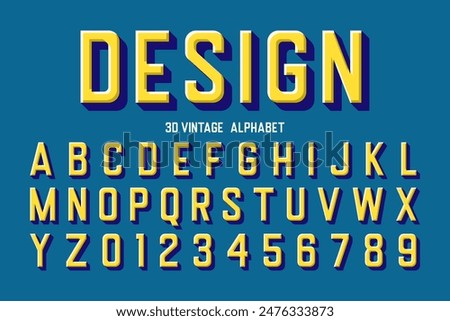 Vintage 3D Sans Serif Alphabet. Retro Typography. Vector EPS. For Poster, Print files, T-shirt Design, Logos
