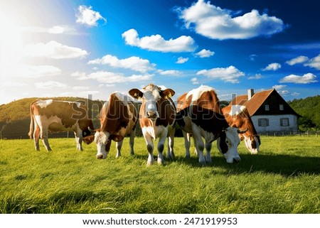 Similar – Image, Stock Photo Cow grazing on the grass