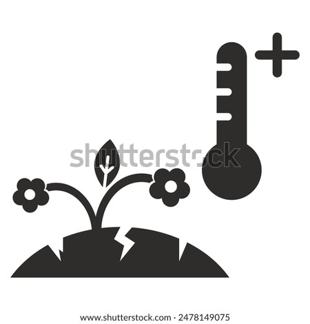 drought icon, dry soil, hot weather, flat vector illustration on a white background