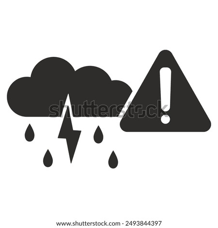 thunderstorm icon, stormy weather, forecast symbol, flat vector illustration on a white background