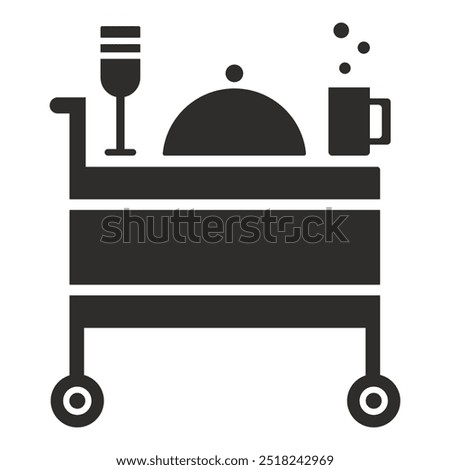 food cart icon, order to room symbol, flat vector illustration on white background