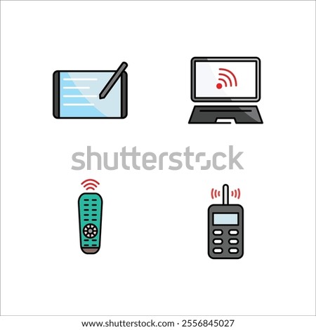 Electronic devices icon design vector symbol set table and remote