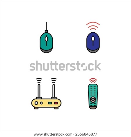 Electronic devices icon design vector symbol set mouse and router wifi