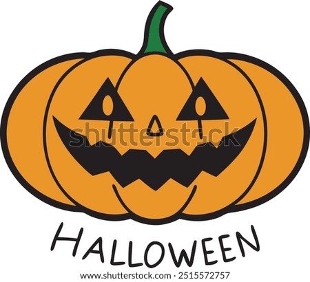 Halloween pumpkin jack-o'-lantern line art vector illustration