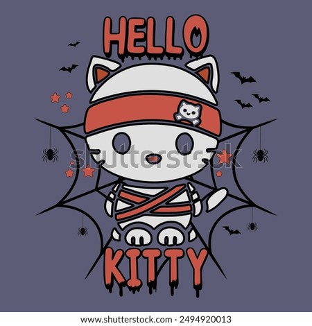 Adorable Hello Kitty Halloween designs for tees, caps, mugs, and banners