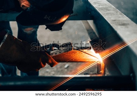Image, Stock Photo Industrial welding steel structure of Petrochemicals or Oil & Gas authentic close-up shot