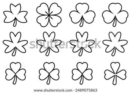 Clover Leaf Line Art Design Illustration Detailed Artwork