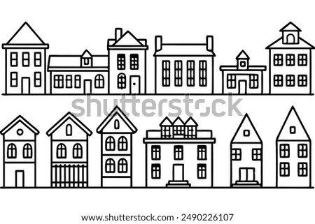 Townhouse Line Art Design Illustration City Residence Artwork