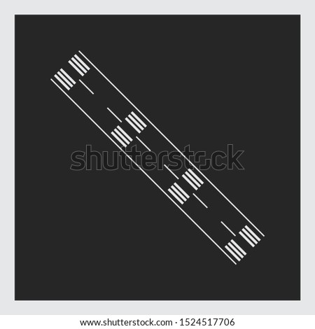 
Minimalistic airplane runway icon on the black background