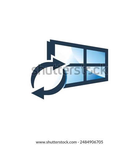 Logo for home window replacement, window restoration services. Window logo vector Illustration. Window service company logo.