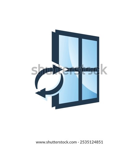 Logo for home window replacement, window restoration services. Window logo vector Illustration. Window service company logo.