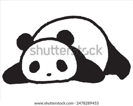 Hand-drawn illustration of a panda lying down