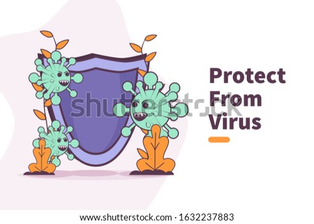 Vector illustration protect from virus. protect from covid-19 virus or corona virus concept. fight the virus. defend from virus. avoiding corona viruses.