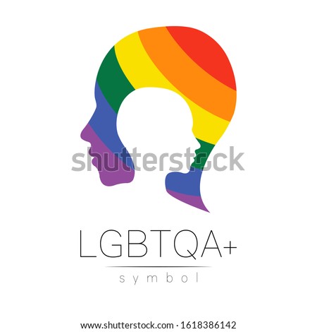 Vector LGBTQA symbol. Pride flag background. Icon for gay, lesbian, bisexual, transsexual, queer and allies person. Can be use for sign activism, psychology or counseling. LGBT isolated on white.