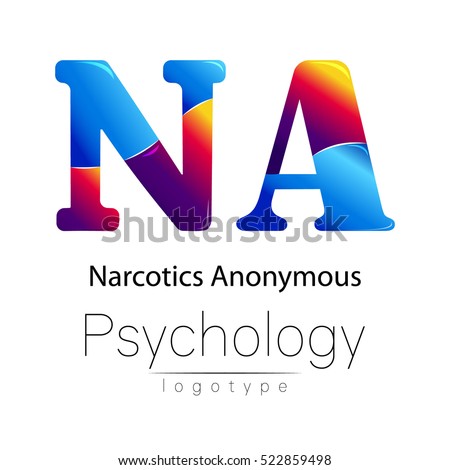 Modern logo of Psychology. Creative style. Logotype in vector. Design concept. Brand company. Blue and red color letter A on white background. Symbol narcotics anonymous. Card, flyer, web