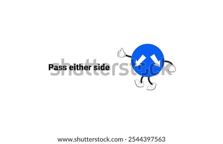 Graphic vector illustration of both side pass signs with cartoon characters. Graphic design is suitable for children's education, story books, or traffic safety materials. vector illustration