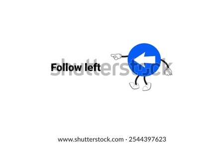 Left turn sign graphic vector illustration with cartoon characters. Graphic design is suitable for children's education, story books, or traffic safety materials. vector illustration