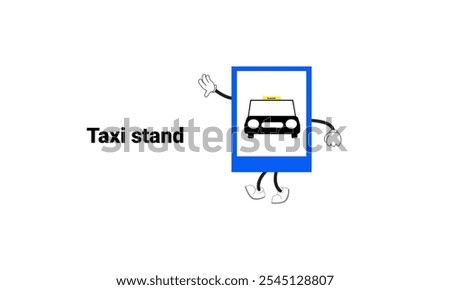 Taxi stand sign graphic vector illustration with cartoon characters. Graphic design is suitable for children's education, story books, or traffic safety materials. vector illustration