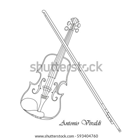 Silhouette of violin as a symbol of Venice Antonio Vivaldi. Vector illustration background