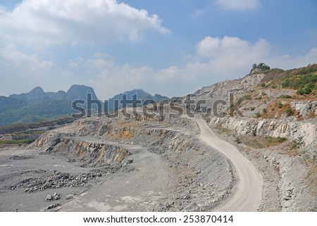 Open-pit limestone mining, Thailand.