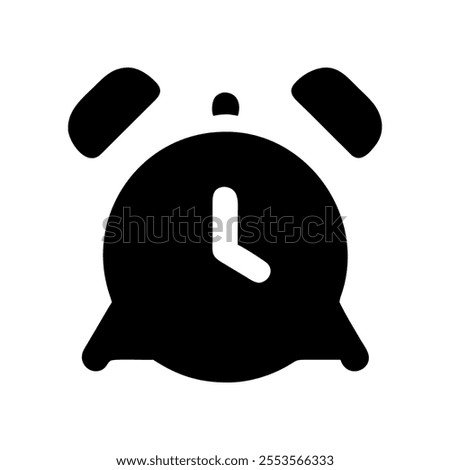 Alarm icon or logo. Alert and warning icon. Black filled icon for web, application and logo design