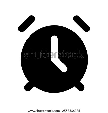 Alarm icon or logo. Alert and warning icon. Black filled icon for web, application and logo design