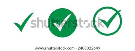 Green check mark icon. Check mark vector icon. Checkmark Illustration. Vector symbols set ,green checkmark isolated on white background. Correct vote choose isolated symbol.