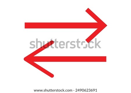 Red large left  right pointing solid long arrow icon sketched as vector symbol ,Long arrows icon set. Vector set of trendy long arrows left and right in flat style. Replaceable vector design. eps