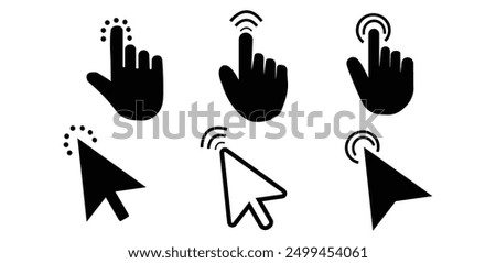 Computer mouse click cursor arrow icons set. Cursor icon.  Mouse click cursor collection. Vector illustration.