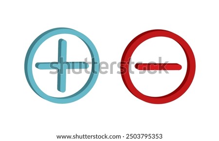 3D Plus minus icon logos on white background. Icon or logo of 3d plus  minus vector illustration.