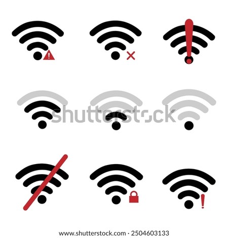 Set of 4 wifi icon flat glyph style, trendy and modern style, clipart design template.