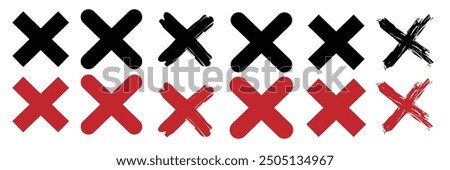 set of Hand drawn x marks. Set of grunge x sign. x cross.