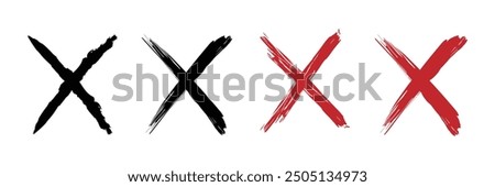 set of Hand drawn x marks. Set of grunge x sign. x cross.