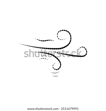 Blowing wind line icon. Windy weather symbol. Windy blow, Wind icon trendy design template, Editable stroke. Vector, wind motion, air blow, swirl element. air motion, smoke flow art, abstract line.