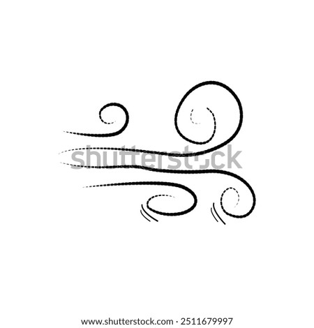 Blowing wind line icon. Windy weather symbol. Windy blow, Wind icon trendy design template, Editable stroke. Vector, wind motion, air blow, swirl element. air motion, smoke flow art, abstract line.