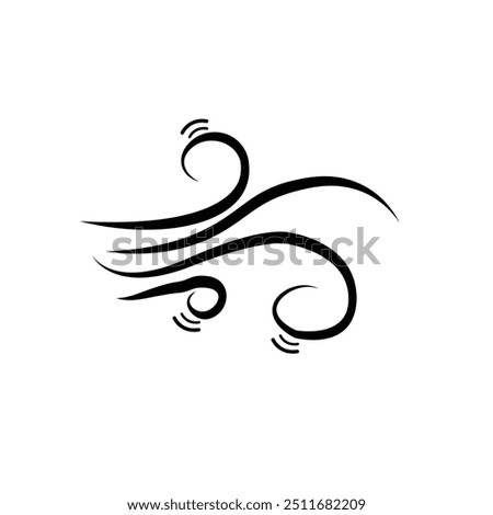 Hand drawn wind air flow icon. Free breath symbol. Fresh air flow sign. Doodle wind blow icons. Weather symbol. Climate design element. Vector illustration isolated on white background.