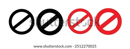 Sign forbidden. Icon symbol ban. Red circle sign stop entry ang slash line isolated on transparent background. Mark prohibited. Icon symbol ban. Mark prohibited.