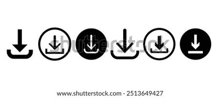 Download icon. Downloading sign. Download button. Arrow downloading icon. Download files icon. Vector illustration.