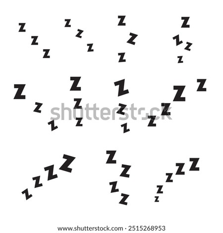 Zzz bed sleep snore icons, snooze nap Z sound . Sleepy yawn or insomnia sleeper alarm clock, Zzz line icons of goodnight deep sleep, bored or tired.