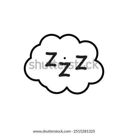 Zzzz black sleeping text inside a speech bubble on a white background, sleeping Zzz, snoring bed time or insomnia logo