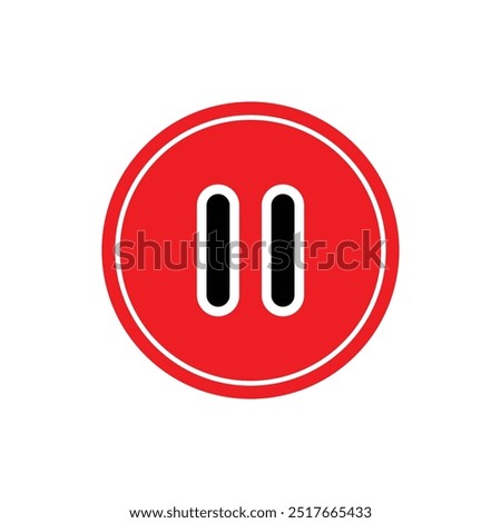 red Pause Button Icon, Video Player Vector Icon. User Interface, User Experience, Isolated Lineal Vector Icon.