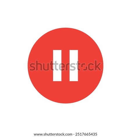 red Pause Button Icon, Video Player Vector Icon. User Interface, User Experience, Isolated Lineal Vector Icon.