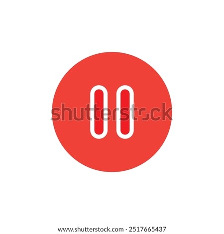 red Pause Button Icon, Video Player Vector Icon. User Interface, User Experience, Isolated Lineal Vector Icon.