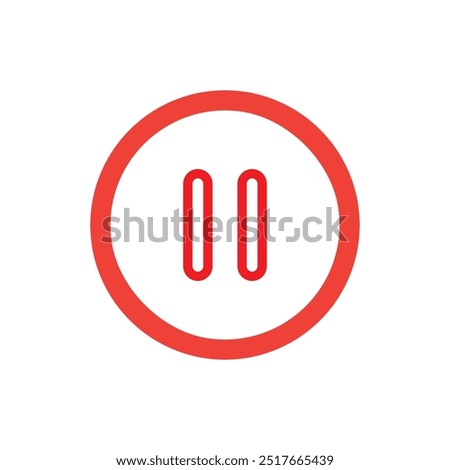 red Pause Button Icon, Video Player Vector Icon. User Interface, User Experience, Isolated Lineal Vector Icon.