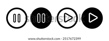 Play  pause button icon. Black Play, pause button icon set on white background. Vector illustration.