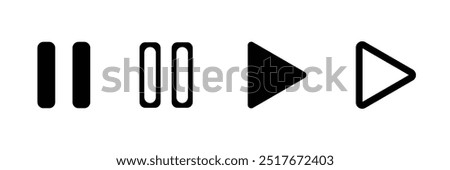 Play  pause button icon. Black Play, pause button icon set on white background. Vector illustration.