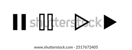 Play  pause button icon. Black Play, pause button icon set on white background. Vector illustration.