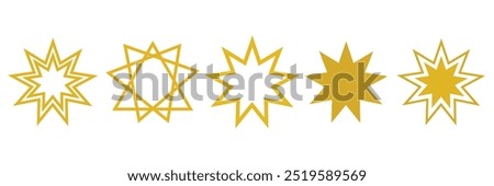 Bahai symbol. Bahai star. Symbol Bahai star of nine angles, Bahai icon.  Vector illustration.