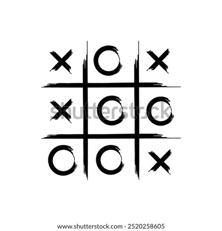 Tic-Tac-Toe game. Vector illustration. Hand drawn tic tac toe game logosymbol.