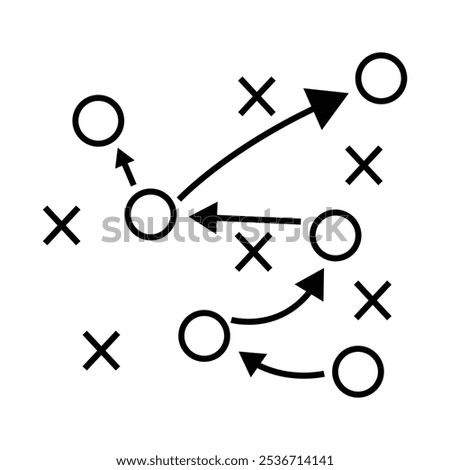 soccer tactics icon, game success strategy in football, scheme play, vector illustration on white background.